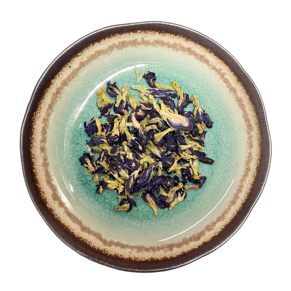 Dish of Butterfly Pea Flower Mango Infusion Tea