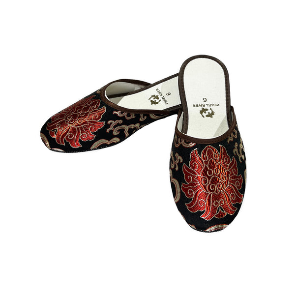 Brocade Slippers with Tibetan Lotus Design
