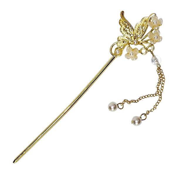 Gold butterfly hair pin