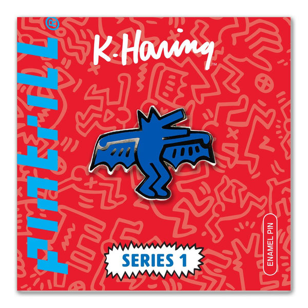 Keith Haring - Bat Dog Pin - Blue