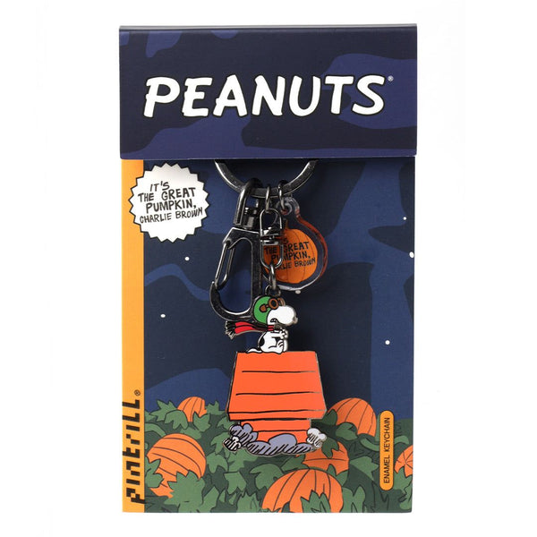 Peanuts keychain packaging with Snoopy and Woodstock design on a blue background
