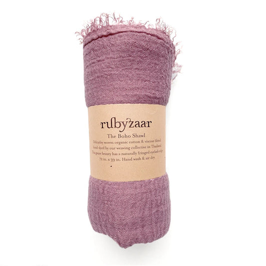 Rubyzaar Boho Organic Shawl - Mauve