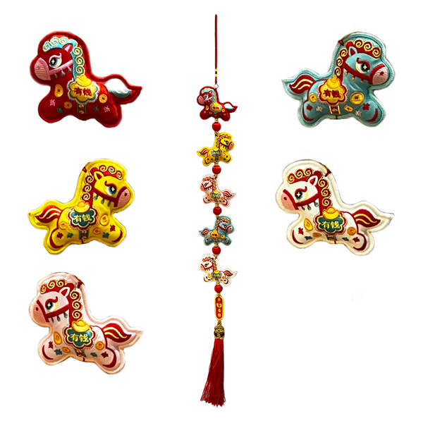 Five-Horse Brocade String Ornament