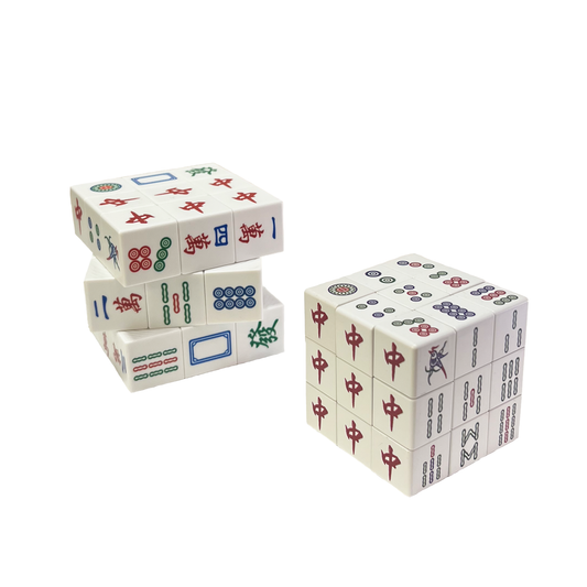 Two Rubik's cubes with mahjong theme