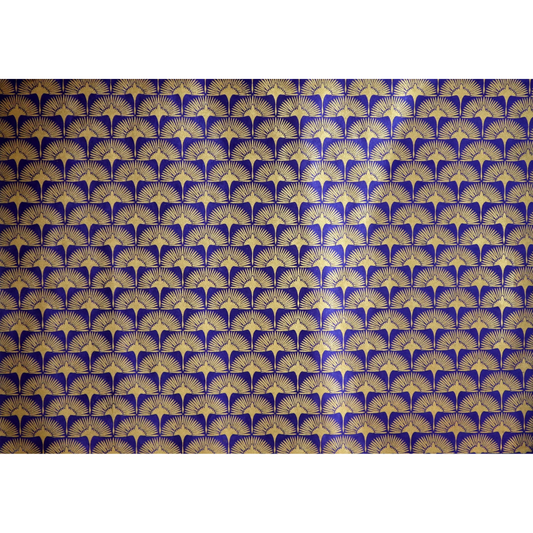 Blue paper with gold crane design