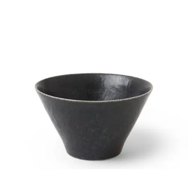 Black ceramic bowl on a white background