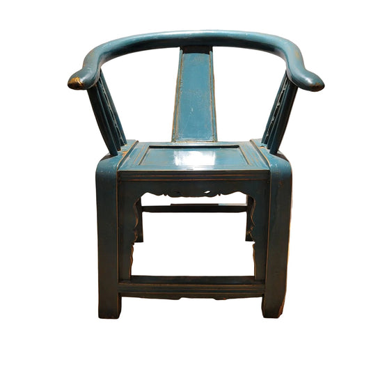 Vintage Horse Shoe Back Arm Chair - Turquoise
