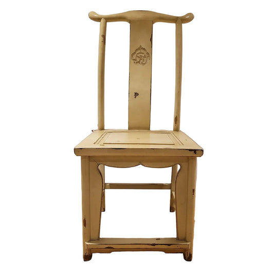 Wooden chair with a traditional design on a white background
