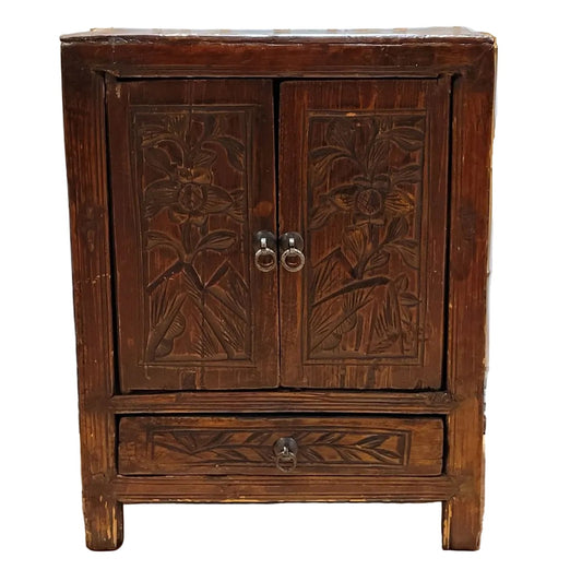 Rustic Hand Card 2 Door 1 Drawer Cabinet