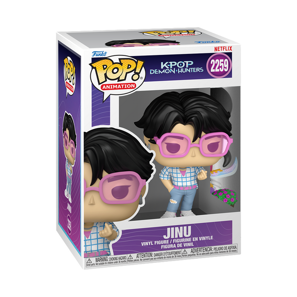 Funko Pop! vinyl figure packaging for K/Pop Demon Hunters with character Jinu on a white background