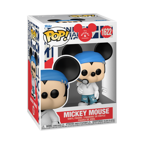 Funko Pop! vinyl figure packaging with Mickey Mouse design on a white background