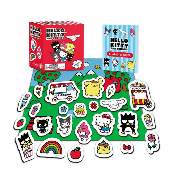 Hello Kitty and Friends sticker set with packaging on a white background