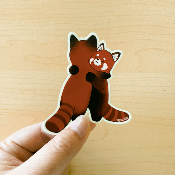 Hugging Red Pandas Waterproof Vinyl Stickers