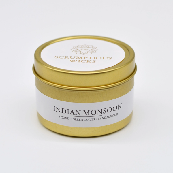 Indian Monsoon candle in gold tin