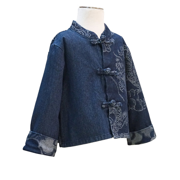 Kids Denim Tang Jacket with Dragon Design