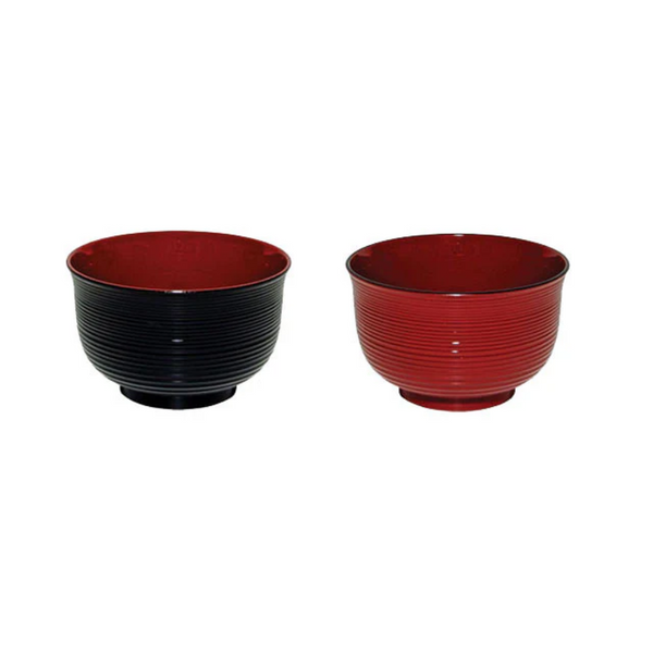 Two lacquer bowls, one black on red and one red on red
