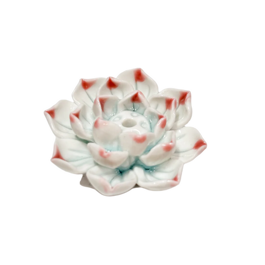 Pink ceramic lotus incense holder