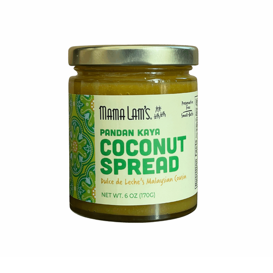Jar of Mama Lam's Pandan Kaya Coconut Spread on a white background