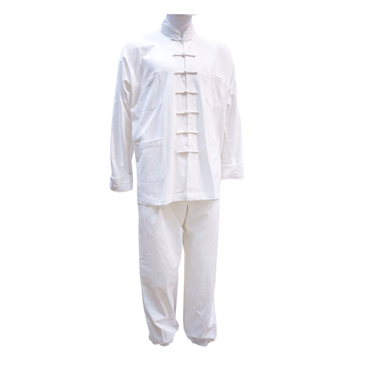 White martial arts uniform on a white background