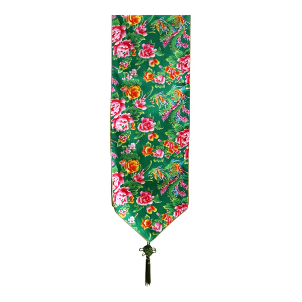 Peony Table Runner green