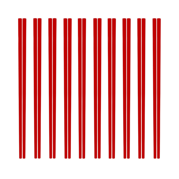 Red chopsticks on a white background