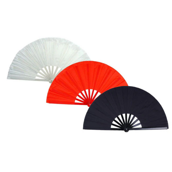 White, red, and black fans