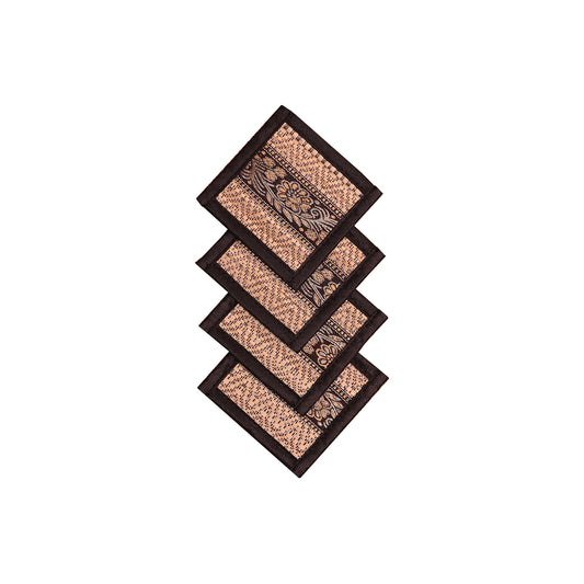 4 Thai-style woven coasters with black edging