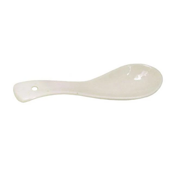 White ceramic spoon on a white background