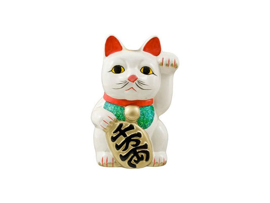 Premium White Lucky Cat (Maneki-Neko Welcoming Cat) 5.25" with painted on whiskers