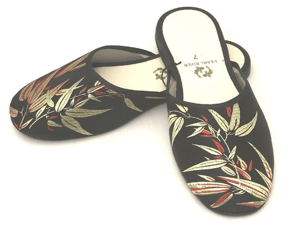 Bamboo Leaves Design Rayon Brocade Slipper