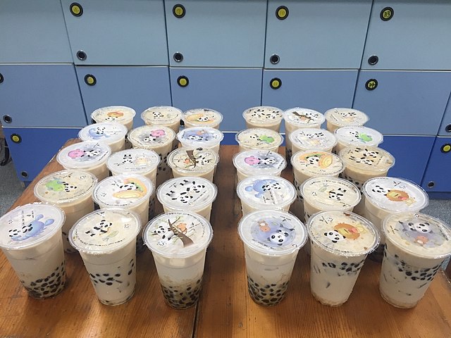 Many bubble teas lined up