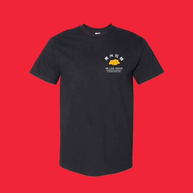 Black 88 Lan Zhou T-shirt on red background 