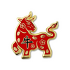Red and gold Year of the Ox enamel pin