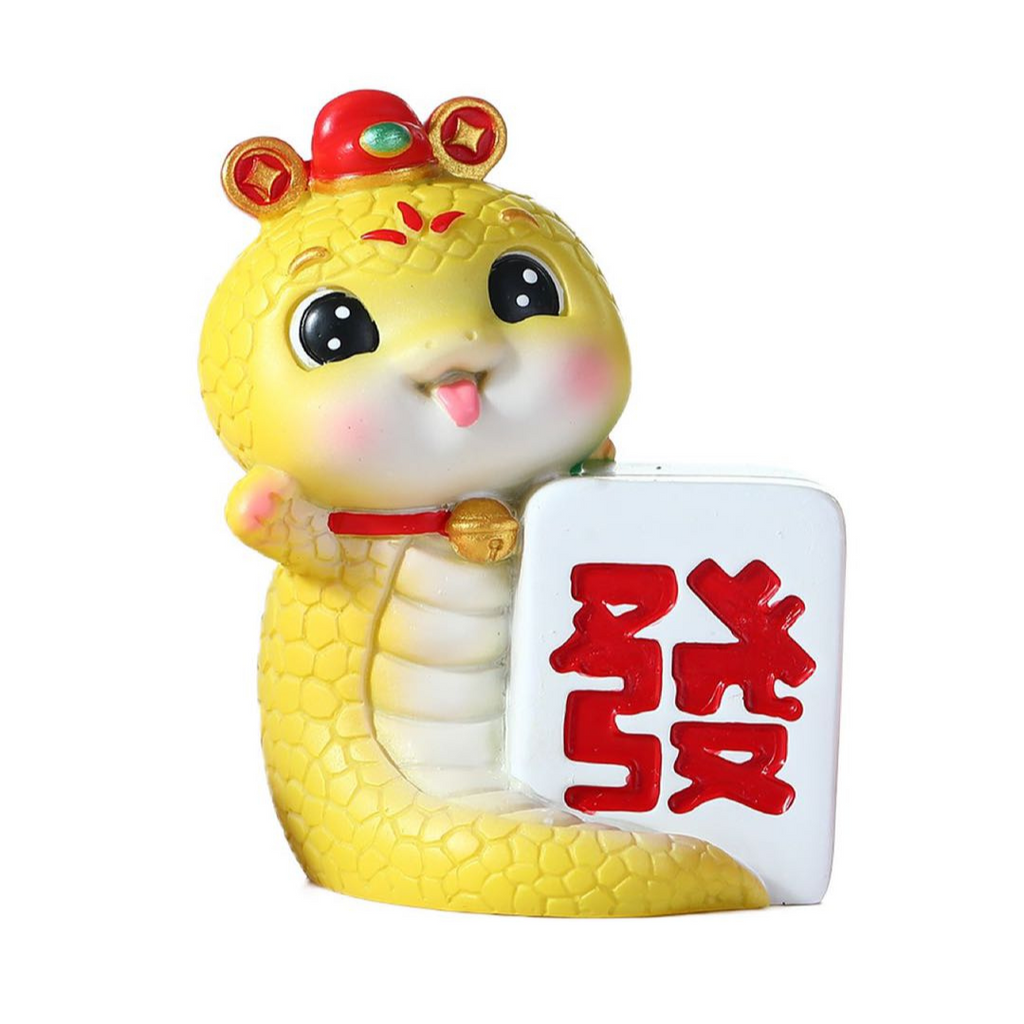 Year of the Snake Figurine with Mahjong Tile