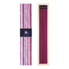 Wisteria incense sticks with striped purple and white packaging on a white background