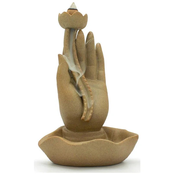 Backflow Incense Burner - Serenity Hand and Lotus