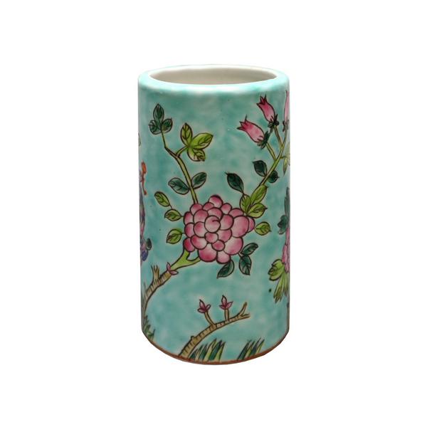 Small Cylinder Ceramic Vase - Light Blue