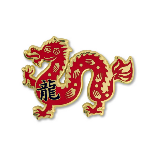 Red and gold Year of the Dragon enamel pin