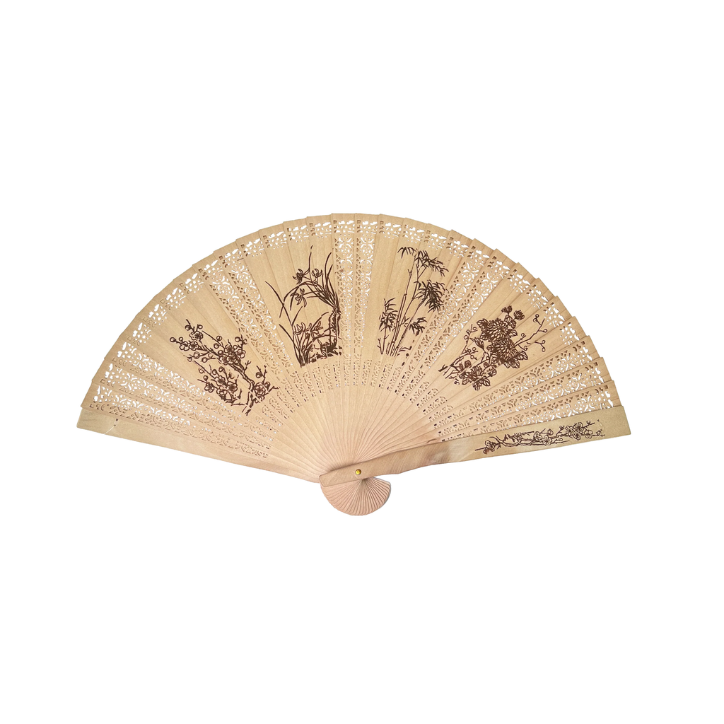 Sandalwood Scented Wooden Fan with Printed Design (Assorted)