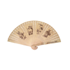 Handheld fan with floral patterns on a white background