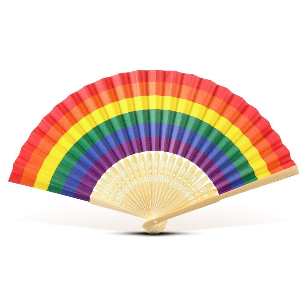 Rainbow Bamboo Folding Fan - 8.25 inches