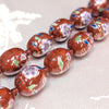 Oval Cloisonne-Design Porcelain Necklace with Lotus Design (Various Colors)