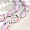 Oval Cloisonne-Design Porcelain Necklace with Lotus Design (Various Colors)