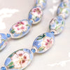 Oval Cloisonne-Design Porcelain Necklace with Lotus Design (Various Colors)