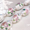 Oval Cloisonne-Design Porcelain Necklace with Lotus Design (Various Colors)