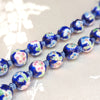 Round Cloisonne-Design Porcelain Necklace with Lotus Design (Various Colors)
