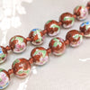 Round Cloisonne-Design Porcelain Necklace with Lotus Design (Various Colors)