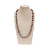 Cloisonne necklace with round burgundy beads with lotus design 