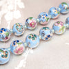 Round Cloisonne-Design Porcelain Necklace with Lotus Design (Various Colors)
