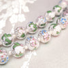 Round Cloisonne-Design Porcelain Necklace with Lotus Design (Various Colors)